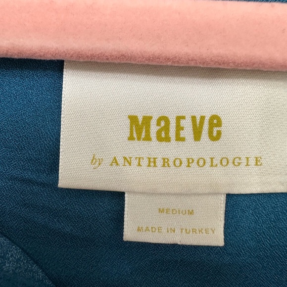 Anthropologie Maeve Kalas Henley 3/4 Sleeve Teal Floral Blouse Medium - Picture 15 of 16